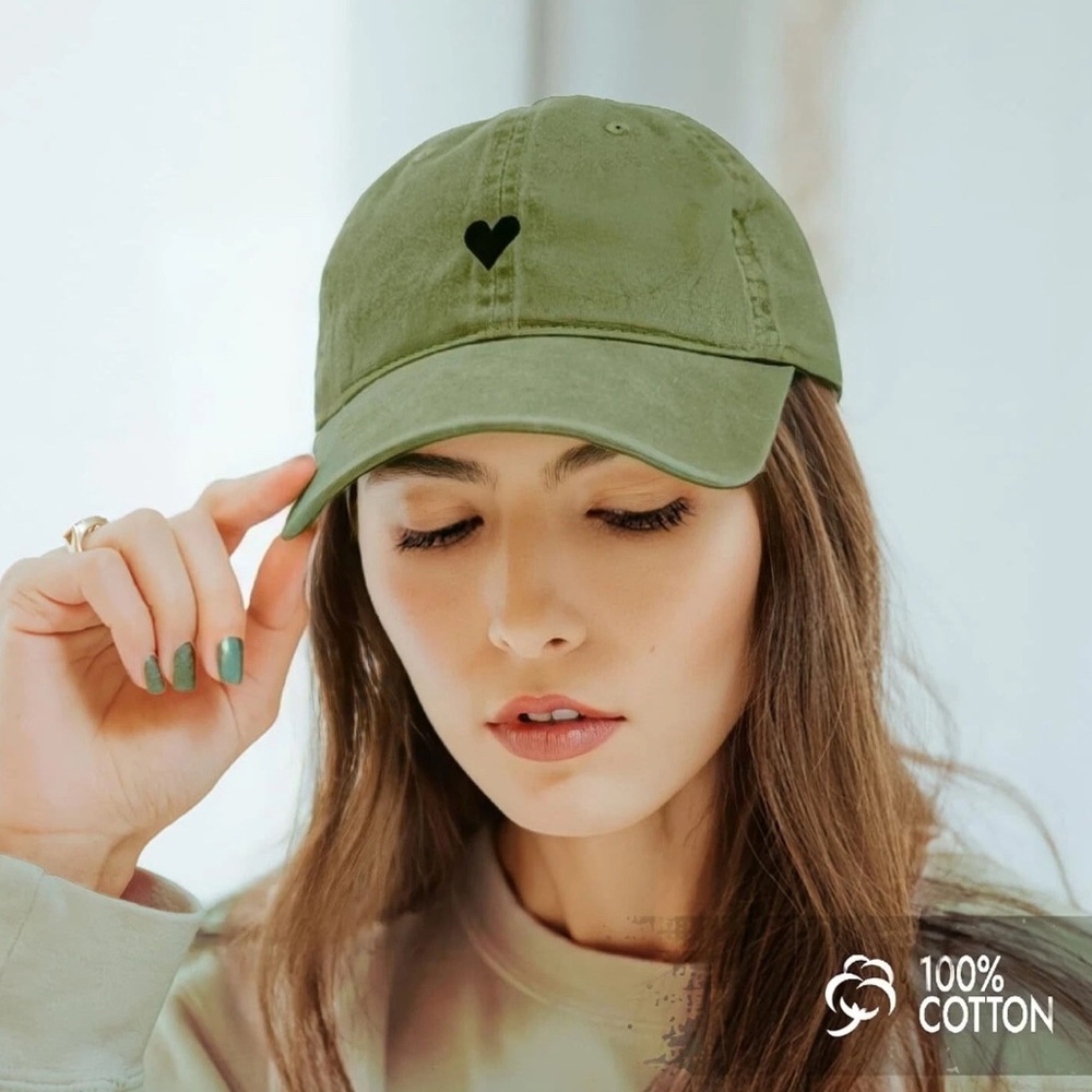 Atticus Poetry Hat, Embroidered Brushed Cotton Women’s One Size, Heart Green